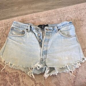 Amuse Society Sky Blue Frayed Jean Shorts